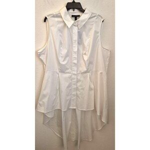Lane Bryant White Cotton Button Front Tunic, Hidden Button, Size 20 NWT